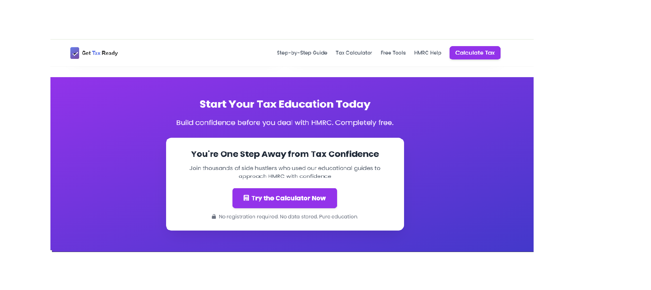 Get Tax Ready calculator and guide interface